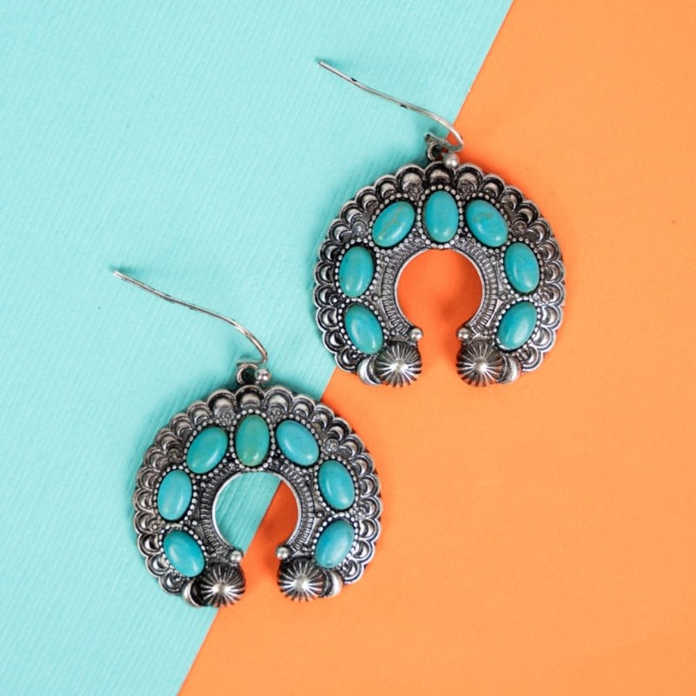 WESTERN TURQUOISE NAJA EARRINGS